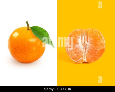 Layout creativo di frutta d'arancia . Giacitura piatta. Concetto di cibo Foto Stock