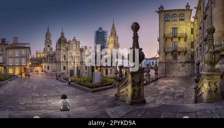 CATTEDRALE, SANTIAGO DE COMPOSTELA, UNA PROVINCIA DI CORUNA, GALIZIA, SPAGNA Foto Stock