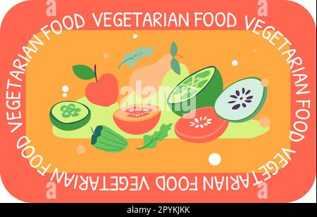 Cibo vegetariano, menù vegetariano vegetariano, menù vegetariano Illustrazione Vettoriale