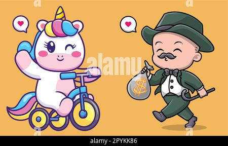 Carino uomo d'affari che tiene sacco soldi cartoon vettore icona illustrazione. persone finanziare icona isolato Illustrazione Vettoriale