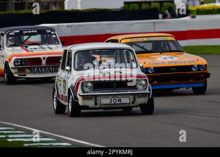 Lawrence Warr, Mini 1275 GT, Graham Scarborough, Ford Capri III 3 litri S, Tim Clarke, Triumph Dolomite Sprint, Gordon Spice Trophy, finale per il Gruppo 1 Foto Stock