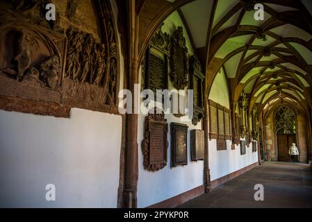 Chiostro, Basilea Minster, originariamente cattedrale cattolica e oggi chiesa protestante riformata. La cattedrale originale fu costruita tra il 1019 e il 150 Foto Stock