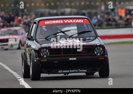 Jim Morris, Volkswagen Mk1 Golf GTi, Gordon Spice Trophy, finale per le berline del Gruppo 1 che gareggiano negli anni 1970-1982, corrono con due venti minu Foto Stock