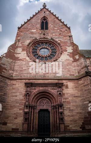 Portale di San Gallo, Basilea Minster, originariamente una cattedrale cattolica e oggi una chiesa protestante riformata. La cattedrale originale fu costruita tra il 1019 Foto Stock