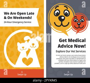 Veterinario ottenere consulenza medica, siamo banner aperti Illustrazione Vettoriale