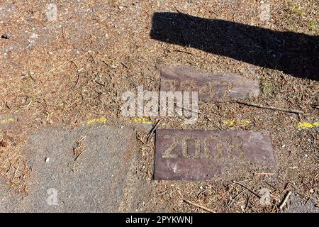 Rasner Brücken, Straßenbelag, Asphalt, Beton, Rusel, Schotter, unfegt, Anforderungen, Wechsel, 1847, 1938, 2008, Belag, Arte, Dicke, Tafel, Jahres Foto Stock