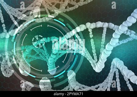 Ingegneria genetica. Lo studio della struttura del DNA e dell'RNA, l'introduzione di cambiamenti a livello genico. Ricerca medica moderna delle cellule staminali. Foto Stock