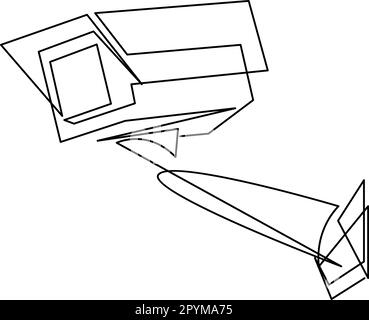 Disegno continuo di una linea di CCTV con una forma di scatola installata sul lato dell'autostrada. Monitorare i movimenti del traffico e migliorare i sistemi di sicurezza conc Illustrazione Vettoriale