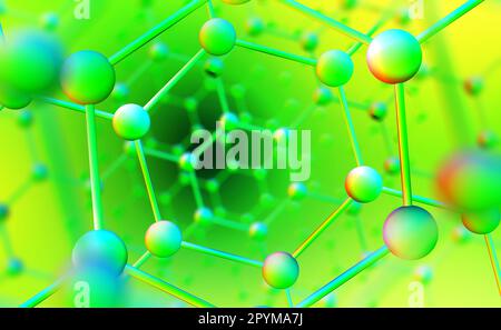 Mesh molecolare. Illustrazione della struttura spaziale 3D. Nanotecnologia in medicina e fisica molecolare. Innovazione nella comunità scientifica Foto Stock
