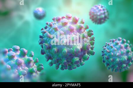 Virus, germi, microbi, microrganismi al microscopio. 3D illustrazione di un microbo ad alta risoluzione Foto Stock