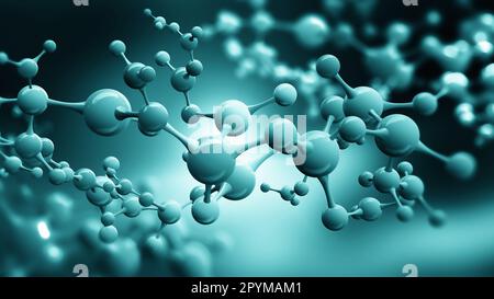 Background scientifico con la molecola. Struttura atomica astratta per la scienza o il background medico. Illustrazione della nanotecnologia 3D Foto Stock