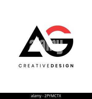 Concetto creativo moderno semplice lettera AG logo design. Illustrazione vettoriale del logo AG con lettera collegata Illustrazione Vettoriale