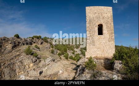 Torreón de origen islámico, Chaorna, Soria, comunidad autónoma de Castilla y León, Spagna, Europa Foto Stock