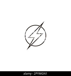 Fulmini, cerchi, linee simbolo geometrico semplice vettore logo Illustrazione Vettoriale