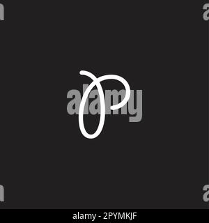 Lettera P curva, simbolo geometrico rotondo semplice vettore logo Illustrazione Vettoriale