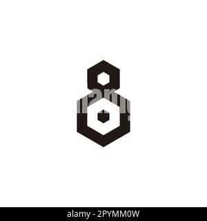 Numero 8 esagoni, simbolo geometrico semplice logo vettore Illustrazione Vettoriale