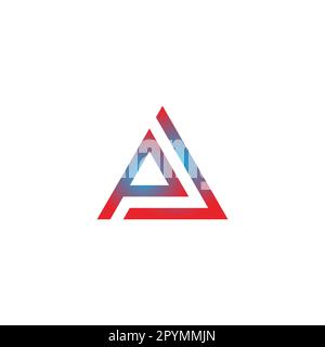 Lettera P e j triangolo simbolo geometrico semplice logo vettore Illustrazione Vettoriale