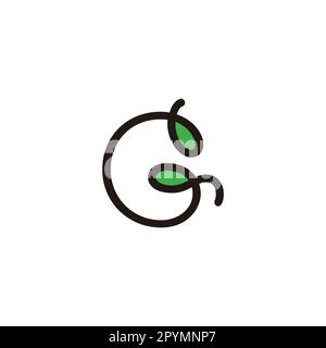Lettera G foglia, pianta simbolo geometrico semplice logo vettore Illustrazione Vettoriale