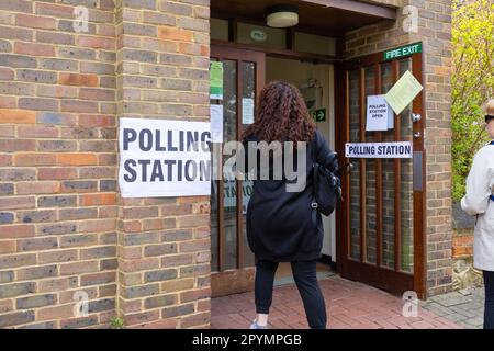 Ashford, Kent, Regno Unito. 4th maggio, 2023. Oggi si svolgono le elezioni locali ad Ashford, nel Kent. Fotografo: Paul Lawrenson, Photo Credit: PAL News/Alamy Live News Foto Stock