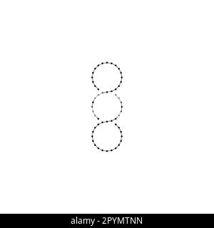 Tre cerchi, punti linea, collegare simbolo geometrico semplice vettore logo Illustrazione Vettoriale