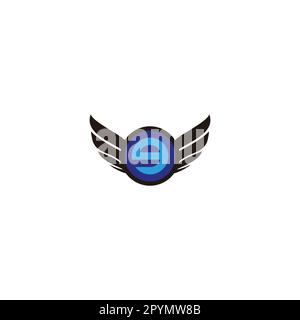 Lettera g in ali, cerchio simbolo geometrico semplice vettore logo Illustrazione Vettoriale