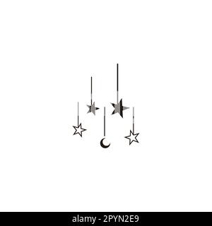 Stelle, mezzaluna, ramadan, simbolo geometrico semplice logo vettore Illustrazione Vettoriale