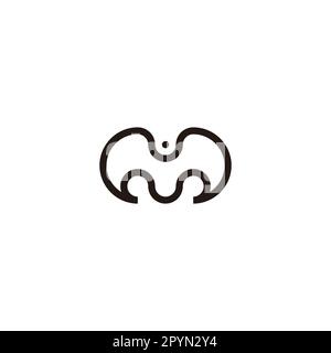 Lettera M, bat, linea geometrica semplice simbolo vettore logo Illustrazione Vettoriale