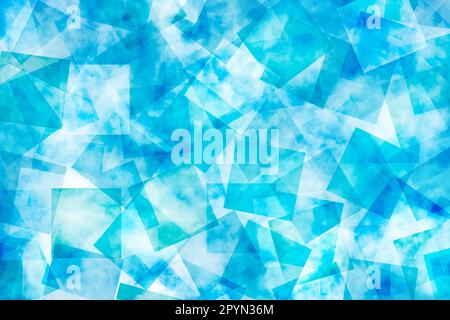 Trama nuvola. Blu chiaro e ciano quadrati sovrapposti pattern geometrico astratto sfondo. Arte moderna nuvolosa Forme vivaci. Fresco e freddo Foto Stock