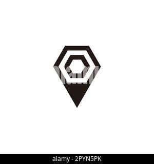 Lettera o ingranaggio, e posizione simbolo geometrico semplice logo vettore Illustrazione Vettoriale