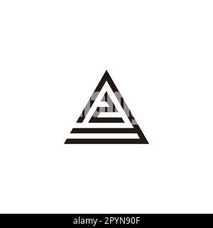 Numero 2 in 3, simbolo geometrico triangolare semplice vettore logo Illustrazione Vettoriale