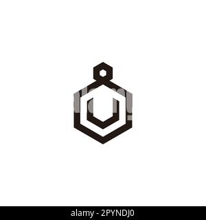 Lettera U in 8, simbolo geometrico esagonale semplice vettore logo Illustrazione Vettoriale