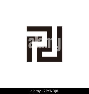 Lettera r e N quadrato, simbolo geometrico unico semplice vettore logo Illustrazione Vettoriale