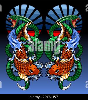 modello vettore pesce doppio Illustrazione Vettoriale