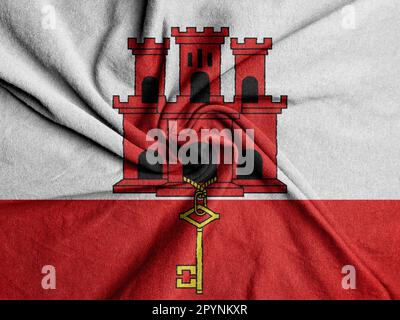 Bandiera del tessuto di Gibilterra, bandiera nazionale di Gibilterra Foto Stock