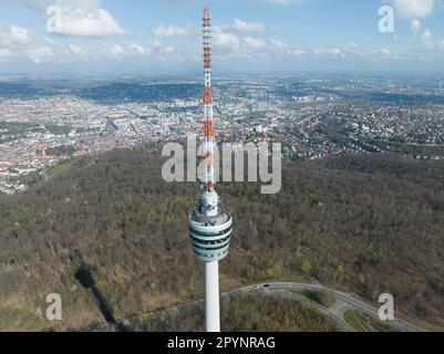 Stoccarda, skyline di Stoccarda, veduta aerea della torre della televisione, panorama in Germania. Foto Stock