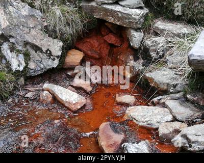 Ferchwasser (rotes Wasser) im Sarntal, Südtirol, welchem heilende Kräfte zugesprochen werden Foto Stock