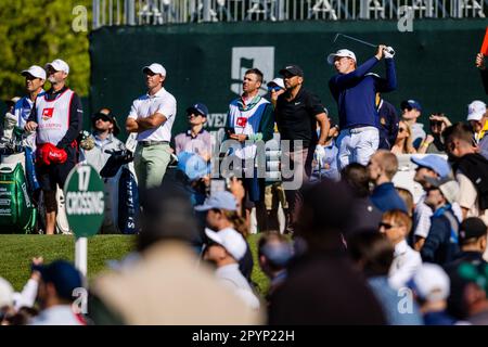 4 maggio 2023: Matt Fitzpatrick tee off sulla 17th durante il primo round del 2023 Wells Fargo Championship al Quail Hollow Club di Charlotte, NC. (Scott Kinser/Cal Sport Media)(immagine di credito: © Scott Kinser/Cal Sport Media) Foto Stock