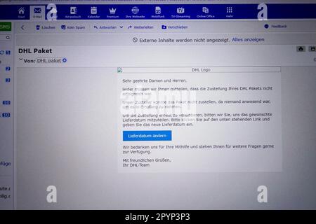 Posta falsa, DHL Parcel, Germania Foto Stock