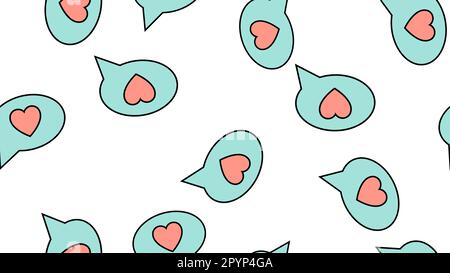 Texture senza fine motivo senza cuciture da icone piatte di dialogo nuvole con cuori, oggetti d'amore per la vacanza d'amore San Valentino il 14 febbraio o ma Illustrazione Vettoriale