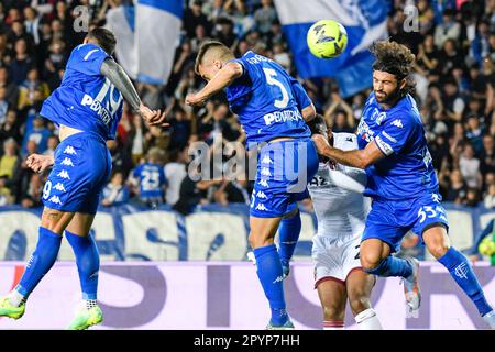 Empoli, Italia. 04th maggio, 2023. Stadio Carlo Castellani, Empoli, 04 maggio 2023, Titolo di Sebastiano Luperto di Empoli in occasione di Empoli FC vs Bologna FC - calcio italiano Serie A Match Credit: Live Media Publishing Group/Alamy Live News Foto Stock