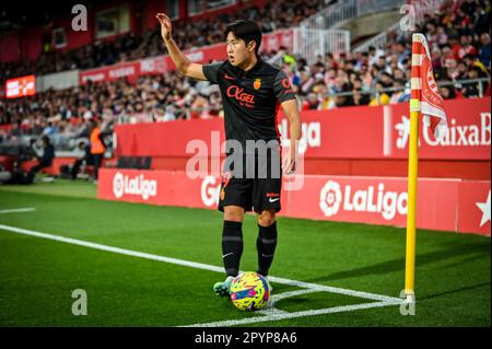 Girona, Spagna. 04th maggio, 2023. Kang a Lee (RCD Mallorca) durante una partita la Liga Santander tra Girona FC e RCD Mallorca all'Estadio Municipal de Montilivi, a Girona, Spagna, il 4 maggio 2023. (Foto/Felipe Mondino) Credit: Live Media Publishing Group/Alamy Live News Foto Stock