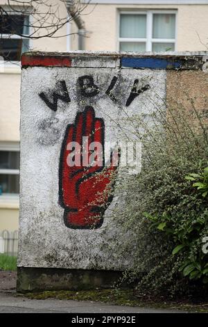 Mano rossa dell'Ulster alla Fountain Estate di Derry Foto Stock