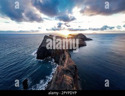 Bella escursione all'isola di Madeira alle scogliere crude di Ponta de Sao Lourenco Foto Stock