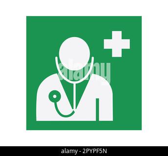 Simbolo medico isolato su sfondo verde. Illustrazione vettoriale. Illustrazione Vettoriale