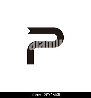 Nastro lettera P, curva simbolo geometrico semplice vettore logo Illustrazione Vettoriale