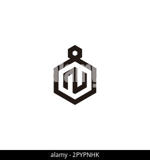 Lettera N in 8, simbolo geometrico esagonale semplice vettore logo Illustrazione Vettoriale