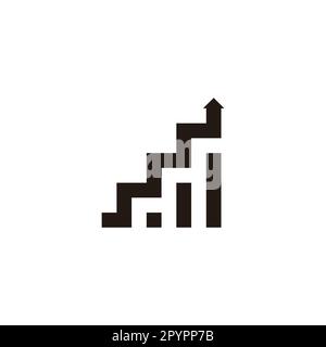 Grafico, scala, su simbolo geometrico semplice vettore logo Illustrazione Vettoriale