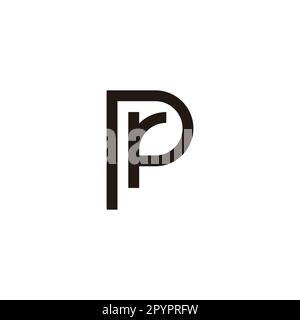 Lettera pr rp p r Connect, contorno simbolo geometrico semplice vettore logo Illustrazione Vettoriale
