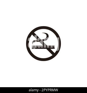 Pericolo, non fumare, simbolo geometrico semplice logo vettore Illustrazione Vettoriale