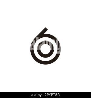 Lettera o in 6, simbolo geometrico circolare semplice vettore logo Illustrazione Vettoriale